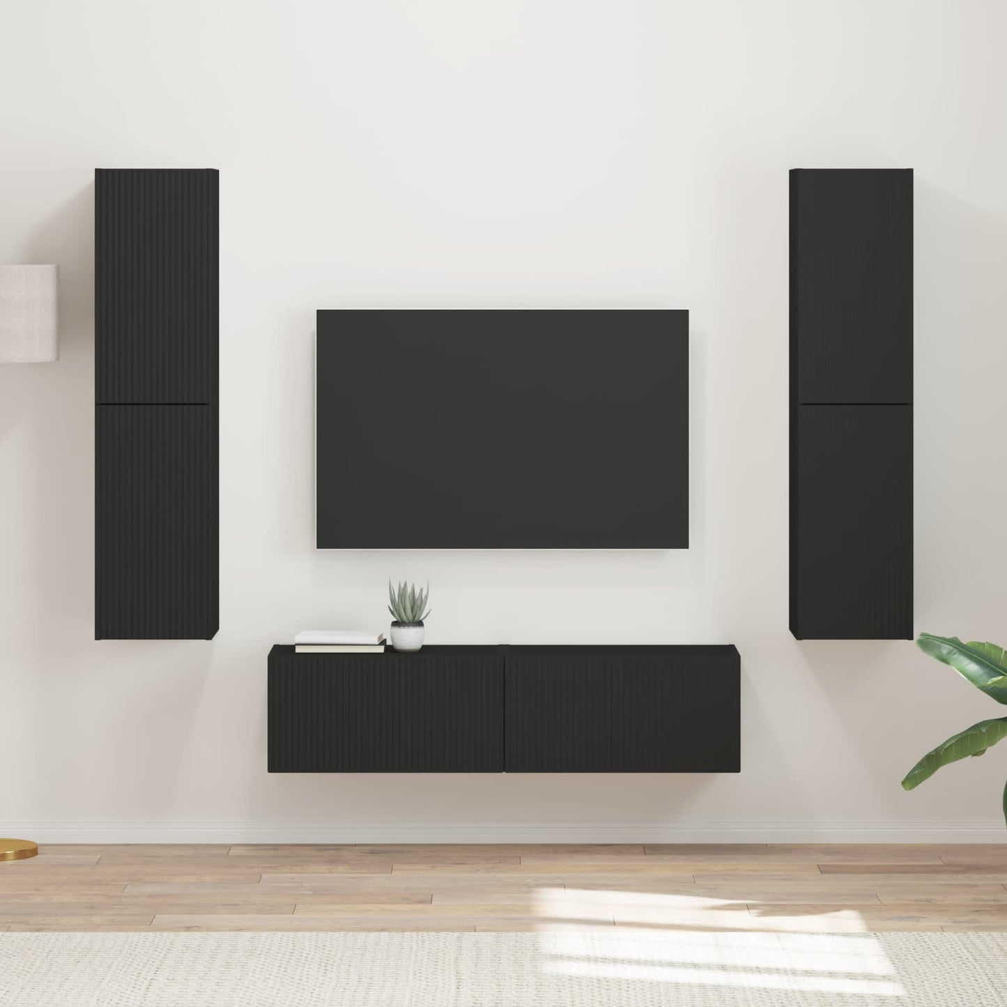 TV-Schrankset 6 pcs Schwarz Holzwerkstoff