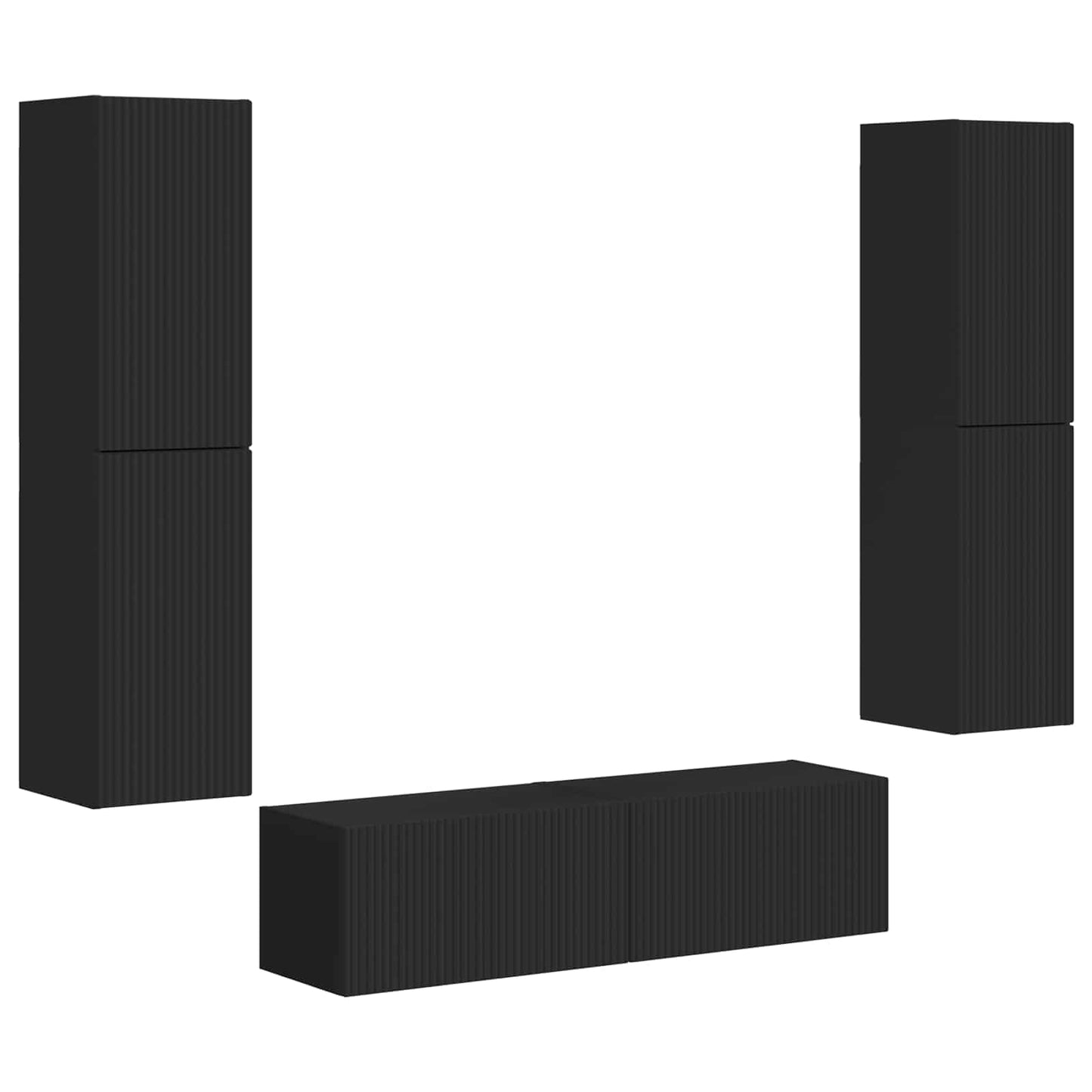 TV-Schrankset 6 pcs Schwarz Holzwerkstoff