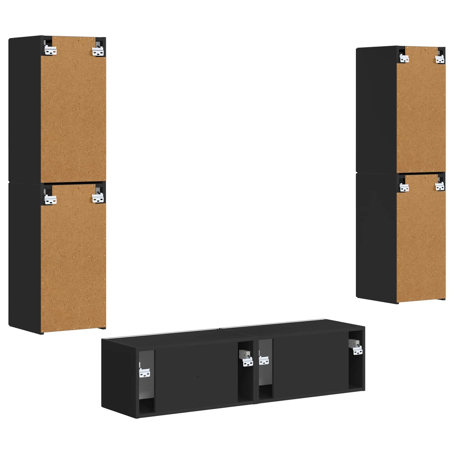 TV-Schrankset 6 pcs Schwarz Holzwerkstoff