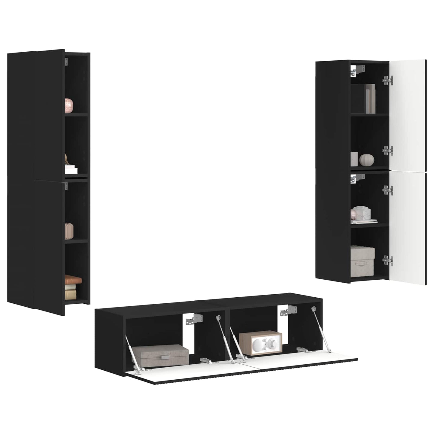 TV-Schrankset 6 pcs Schwarz Holzwerkstoff