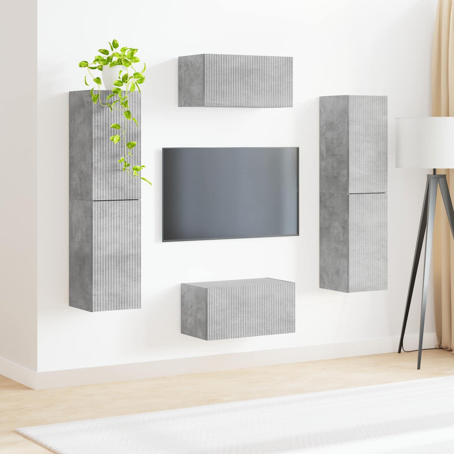TV-Schrankset 6 pcs Beton Grau Holzwerkstoff