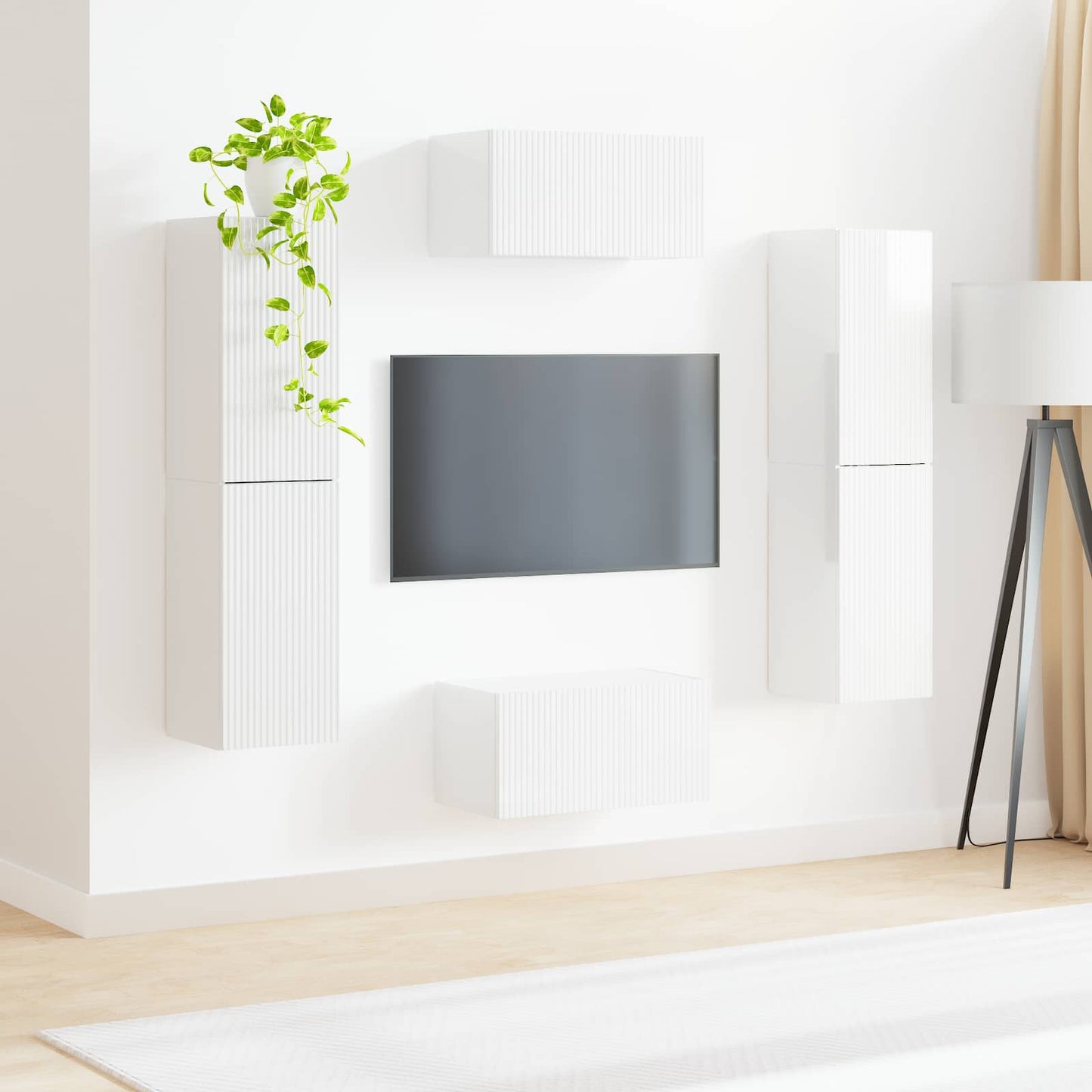 TV-Schrankset 6 pcs Hochglanz Weiß Holzwerkstoff
