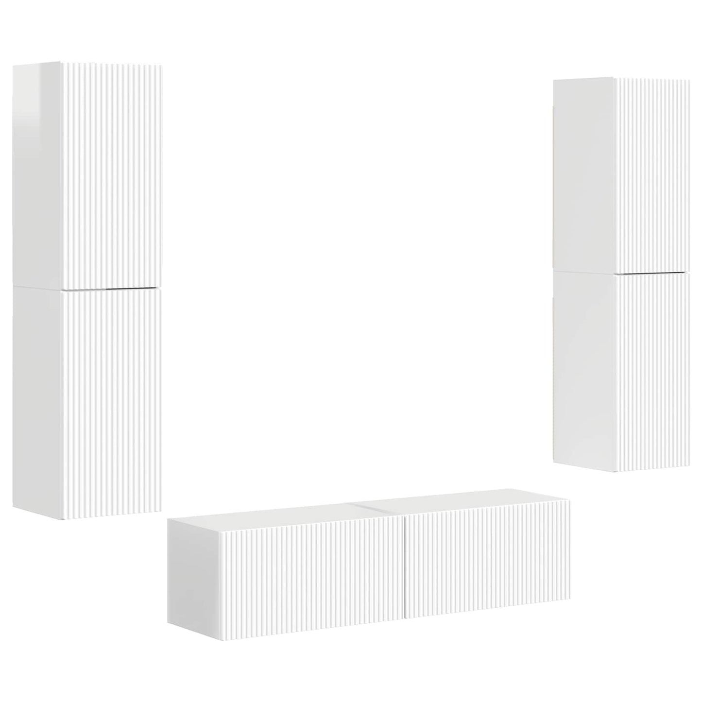 TV-Schrankset 6 pcs Hochglanz Weiß Holzwerkstoff