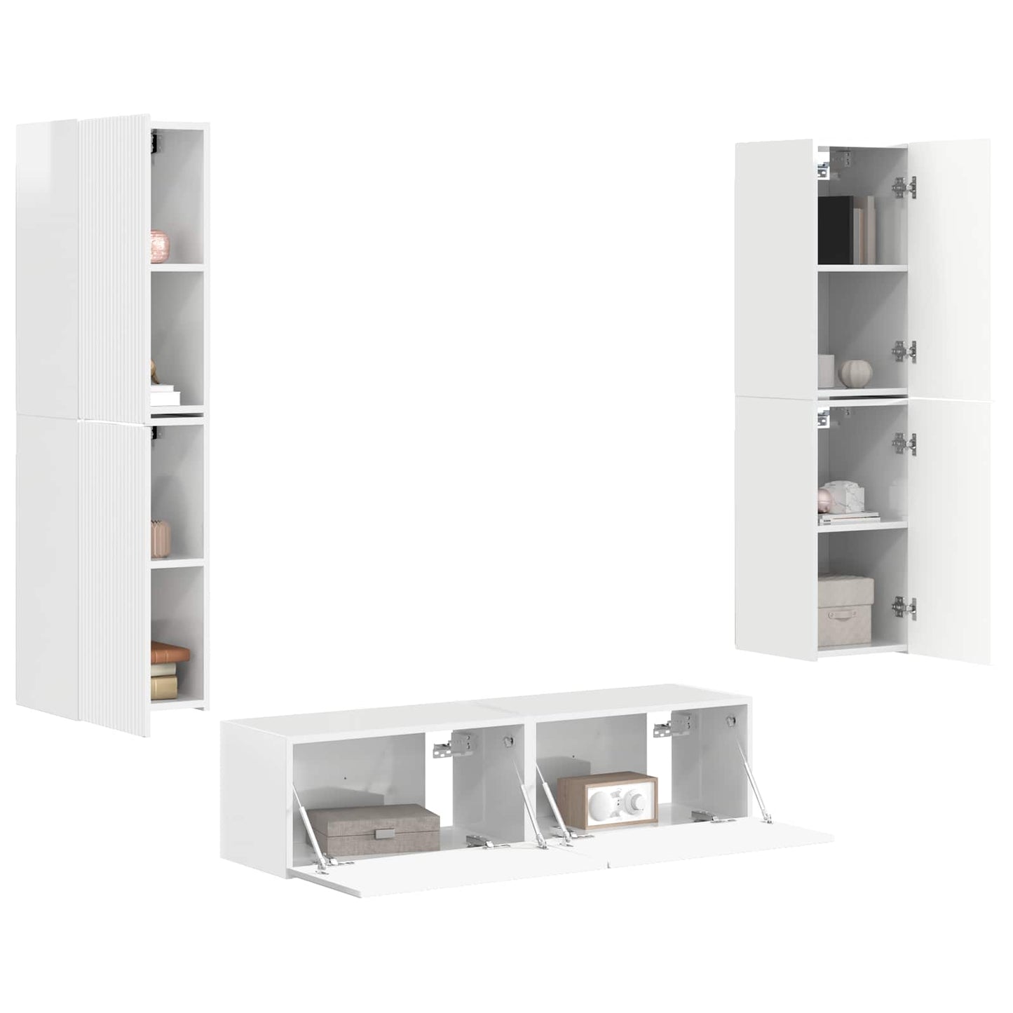TV-Schrankset 6 pcs Hochglanz Weiß Holzwerkstoff