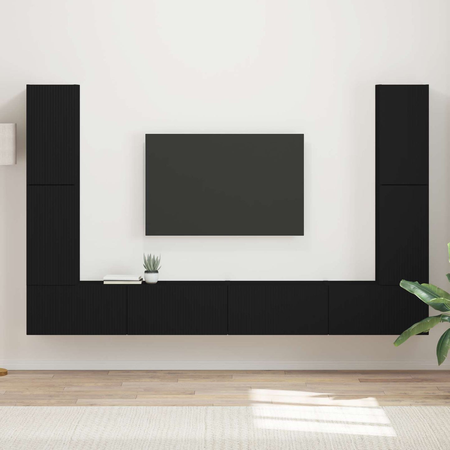 TV-Schrankset 8 pcs Schwarz Holzwerkstoff