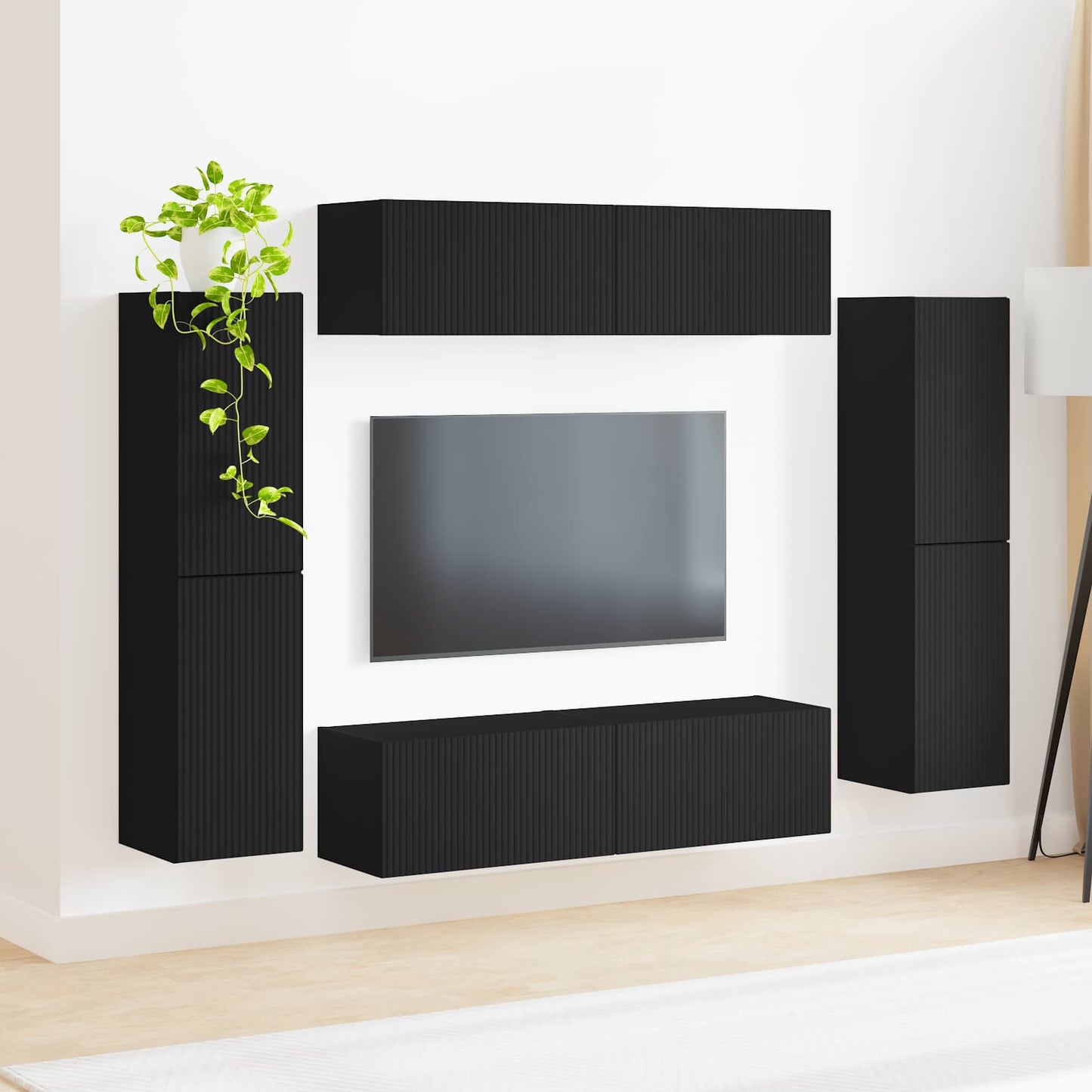 TV-Schrankset 8 pcs Schwarz Holzwerkstoff