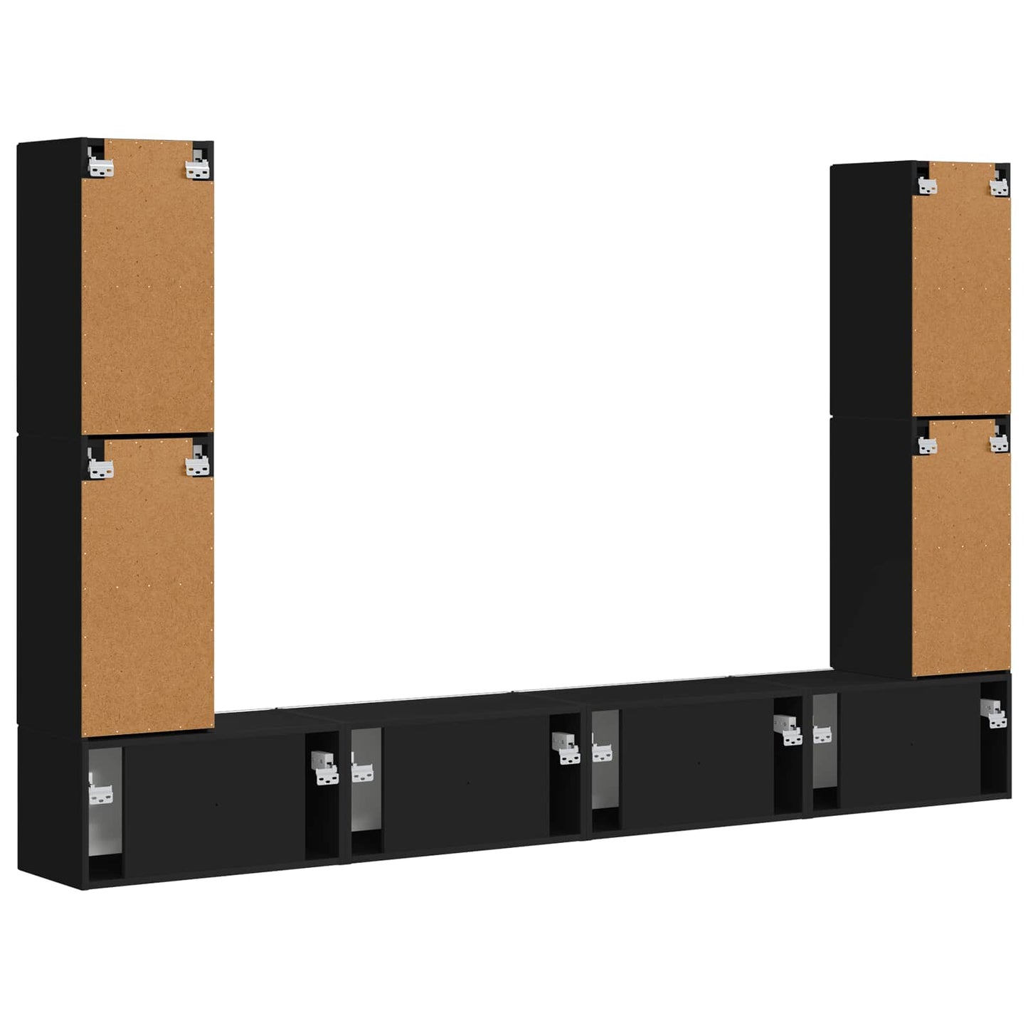 TV-Schrankset 8 pcs Schwarz Holzwerkstoff