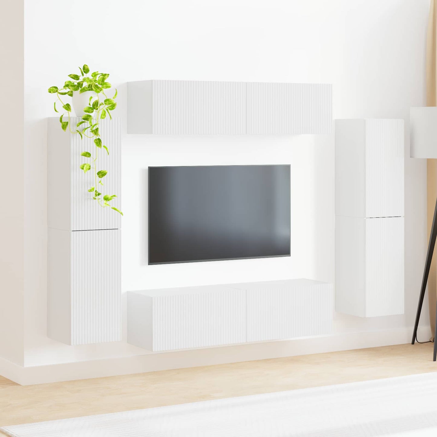TV-Schrankset 8 pcs Hochglanz Weiß Holzwerkstoff