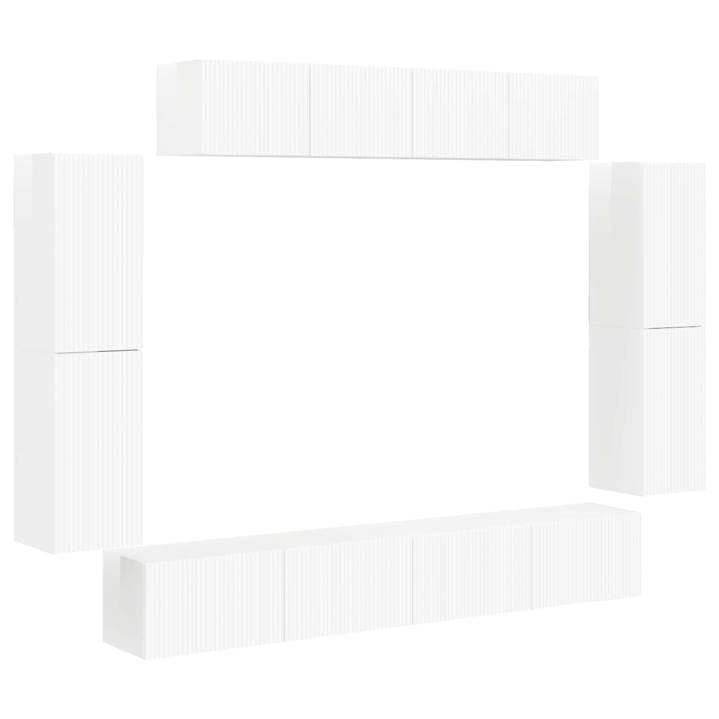 TV-Schränk 8 pcs Hochglanz Weiß