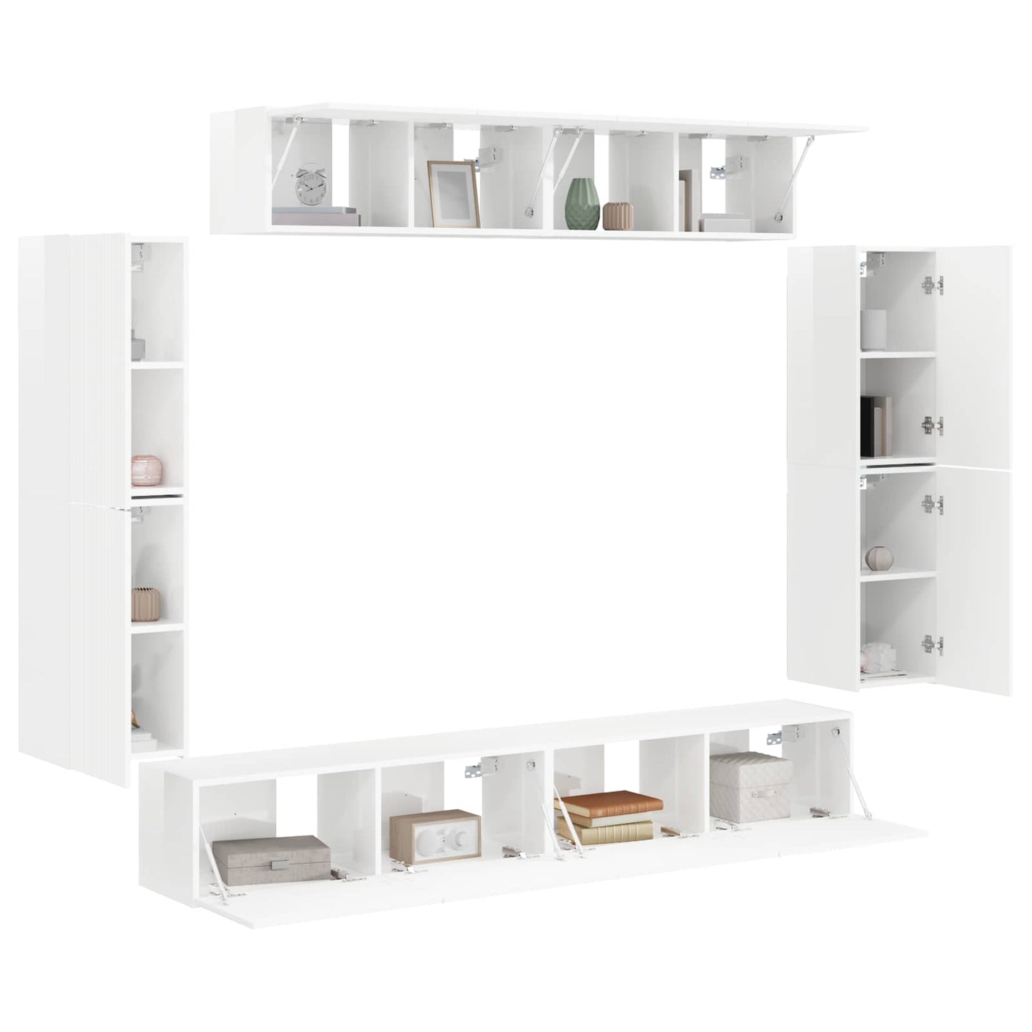 TV-Schränk 8 pcs Hochglanz Weiß