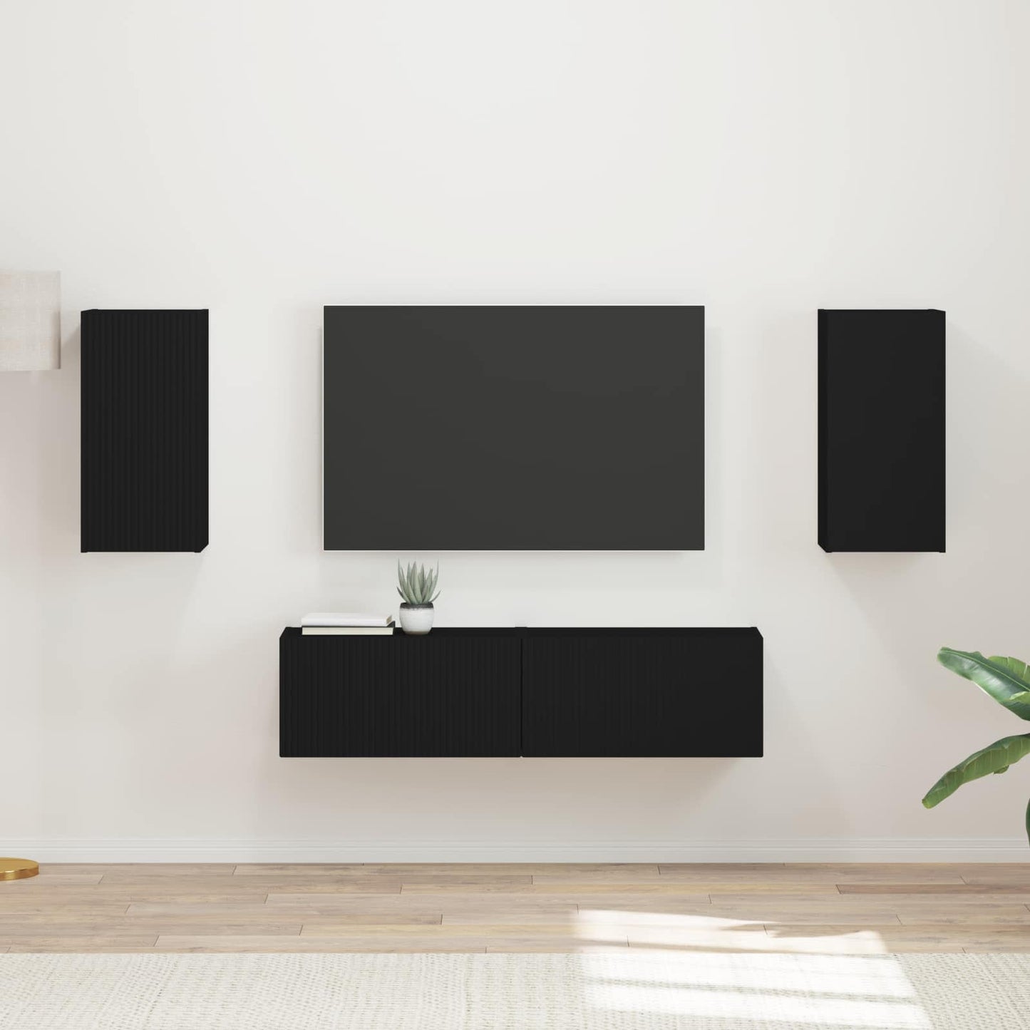 TV-Schrankset 4 pcs Schwarz Holzwerkstoff