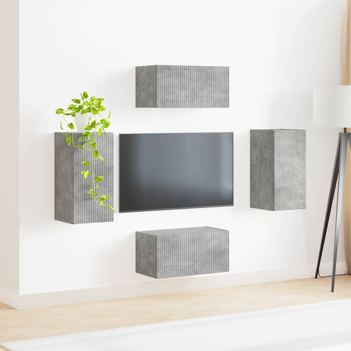 TV-Schrankset 4 pcs Beton Grau Holzwerkstoff