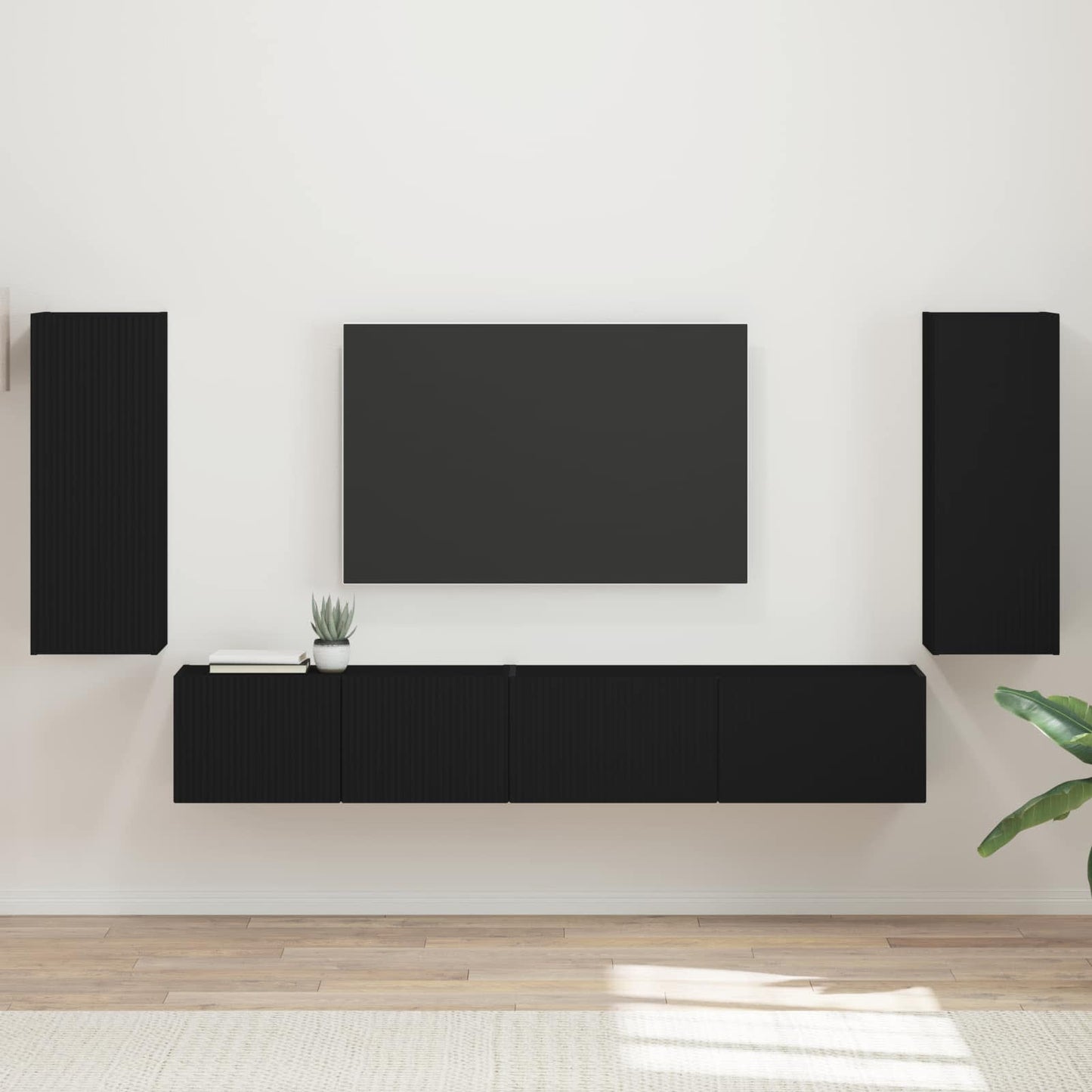 TV-Schrankset 4 pcs Schwarz Holzwerkstoff