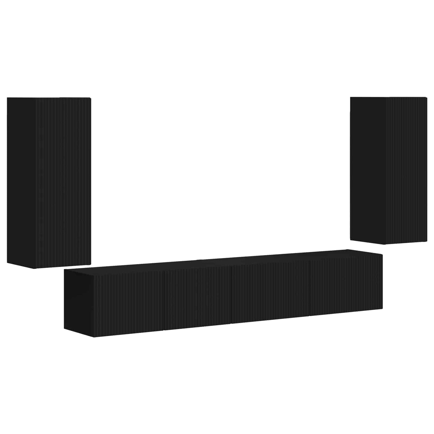 TV-Schrankset 4 pcs Schwarz Holzwerkstoff