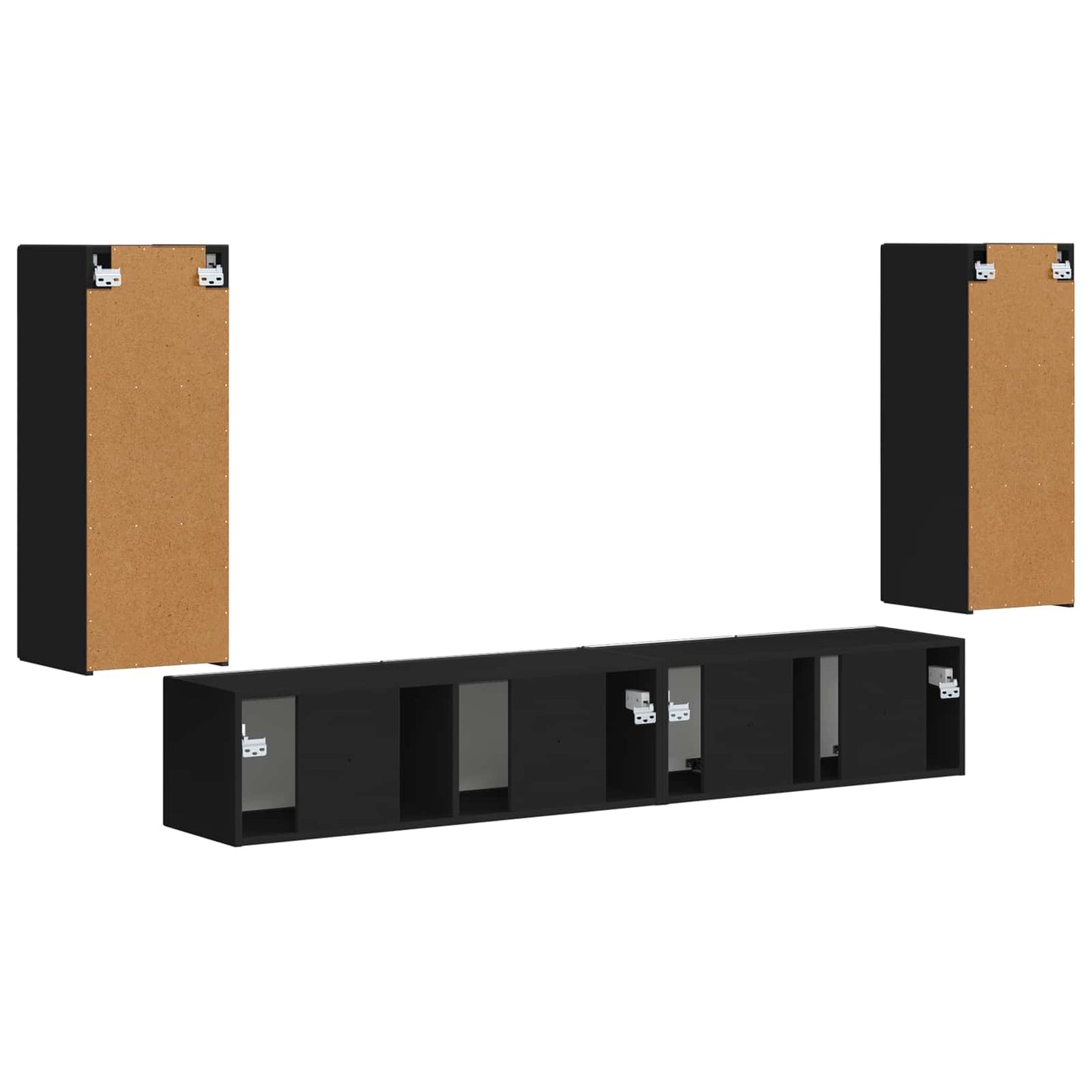 TV-Schrankset 4 pcs Schwarz Holzwerkstoff