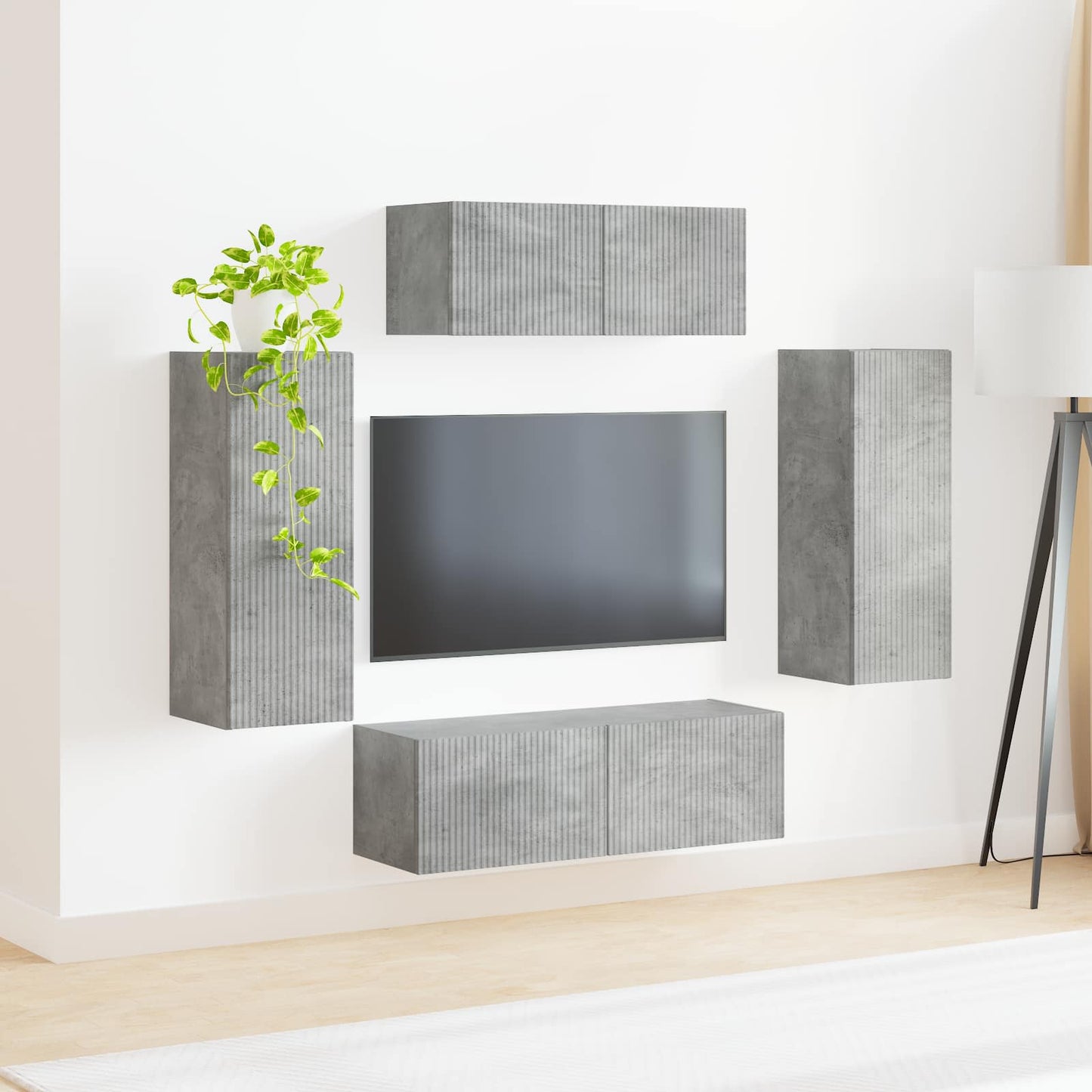 TV-Schrankset 4 pcs Beton Grau Holzwerkstoff