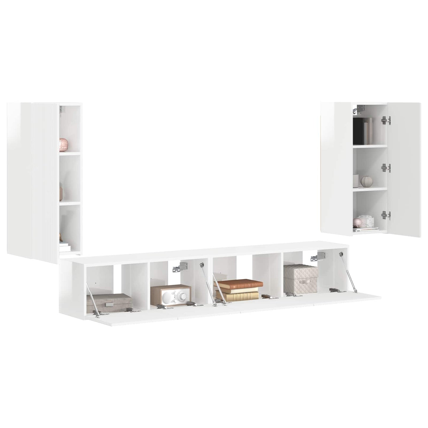 TV-Schrankset 4 pcs Hochglanz Weiß Holzwerkstoff