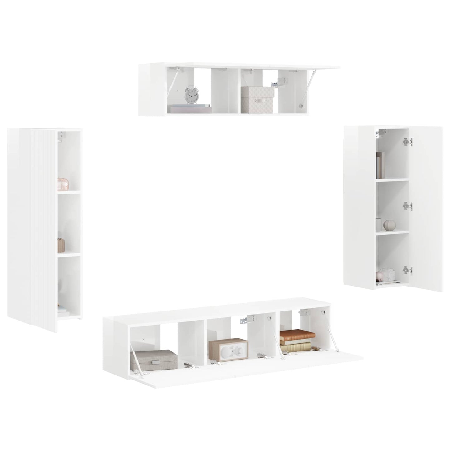 TV-Schränk 5 pcs Hochglanz Weiß