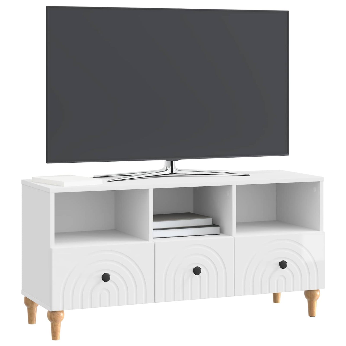 TV-Schränk Hochglanz Weiß 102 x 34,5 x 50 cm Holzwerkstoff
