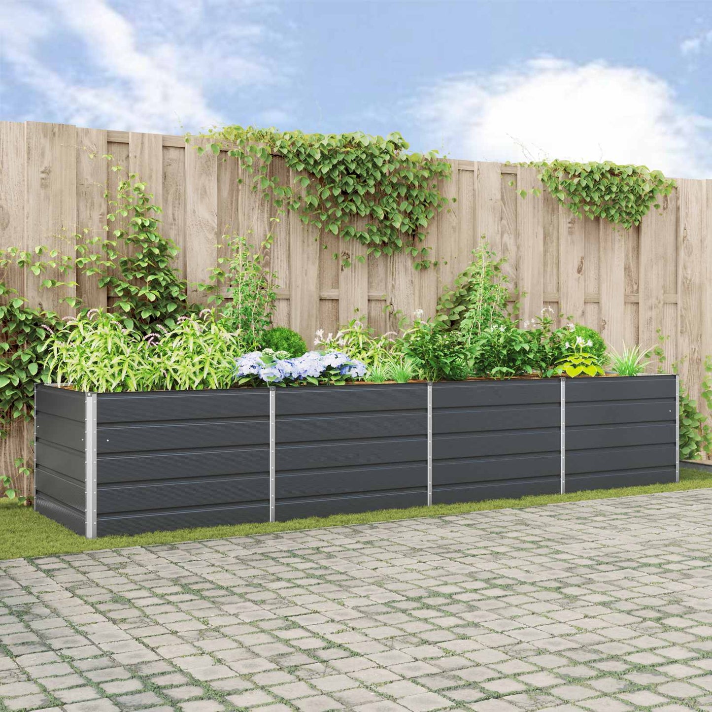 Pflanzkübel Anthrazit 385 x 100 x 75 cm Verzinkter Stahl
