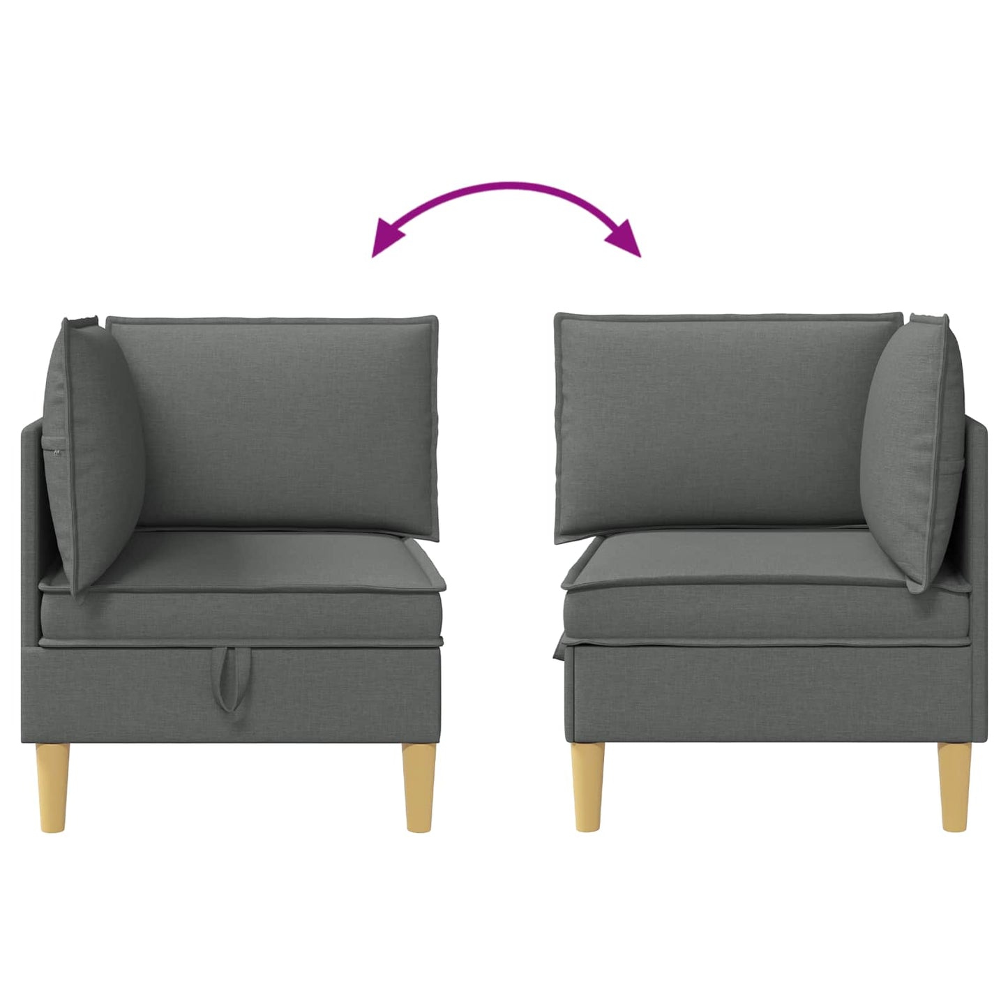 Ecksofa mit Stauraum Dunkelgrau Stoff