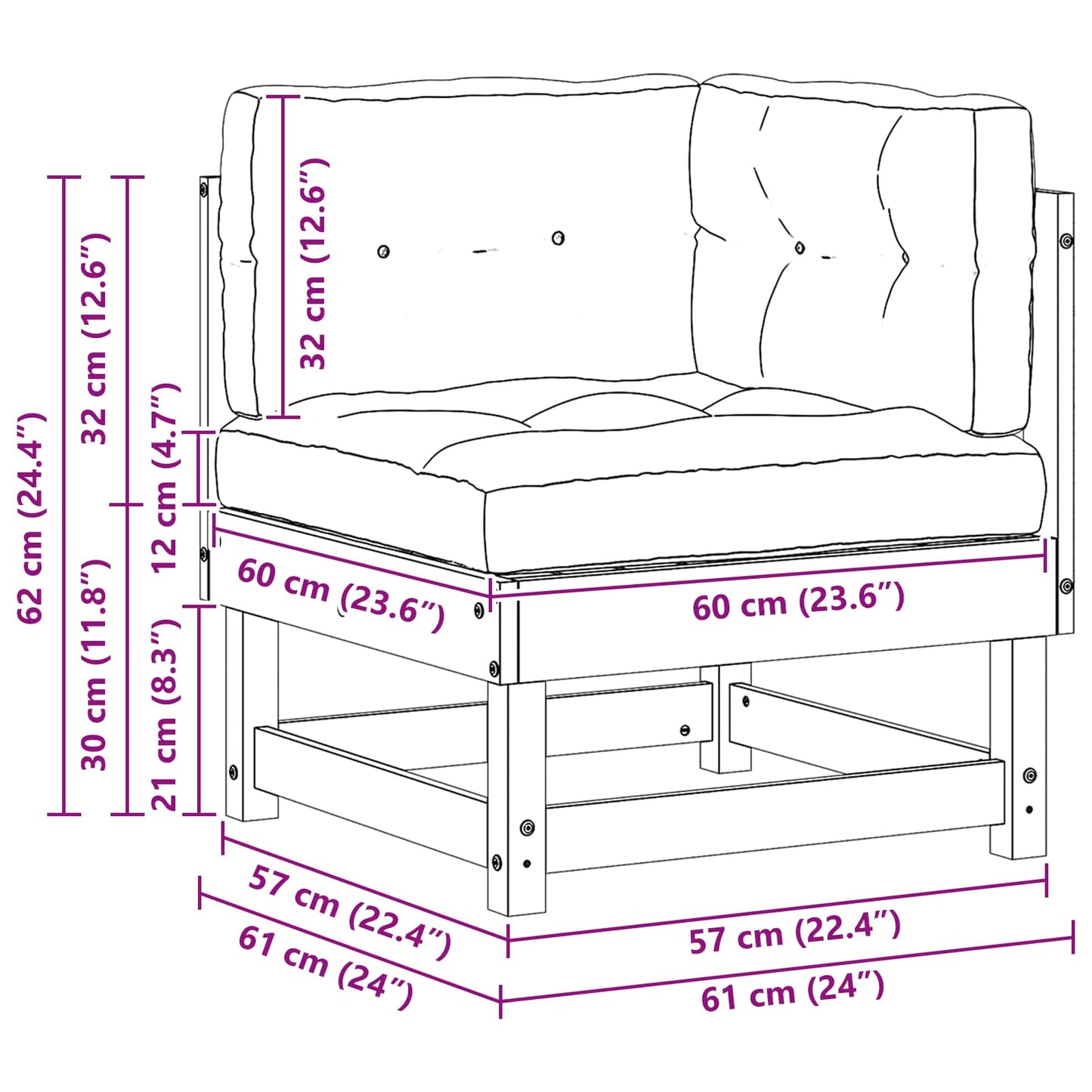 Gartenecksofa Massives Kiefernholz Wachsboden Kiefer