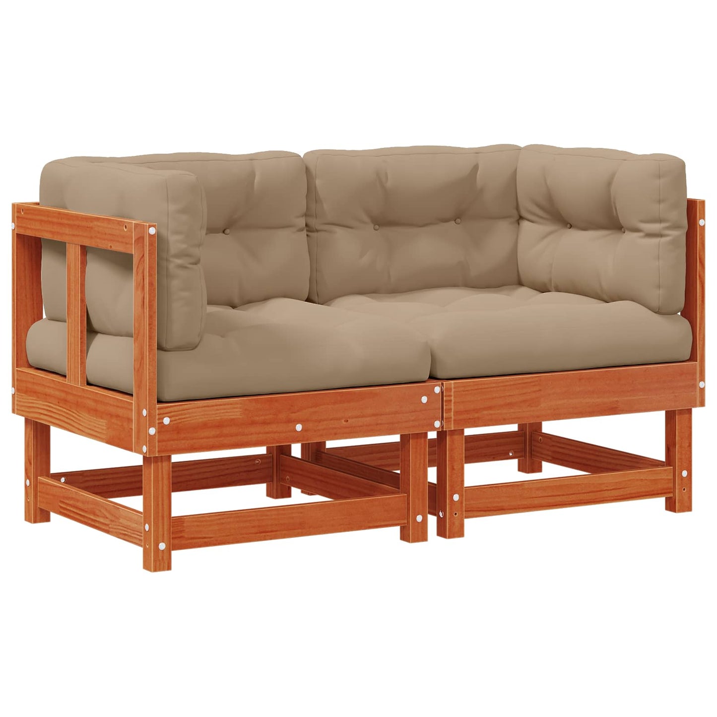 2 Stück Gartenecksofa Massives Kiefernholz Wachsbraun