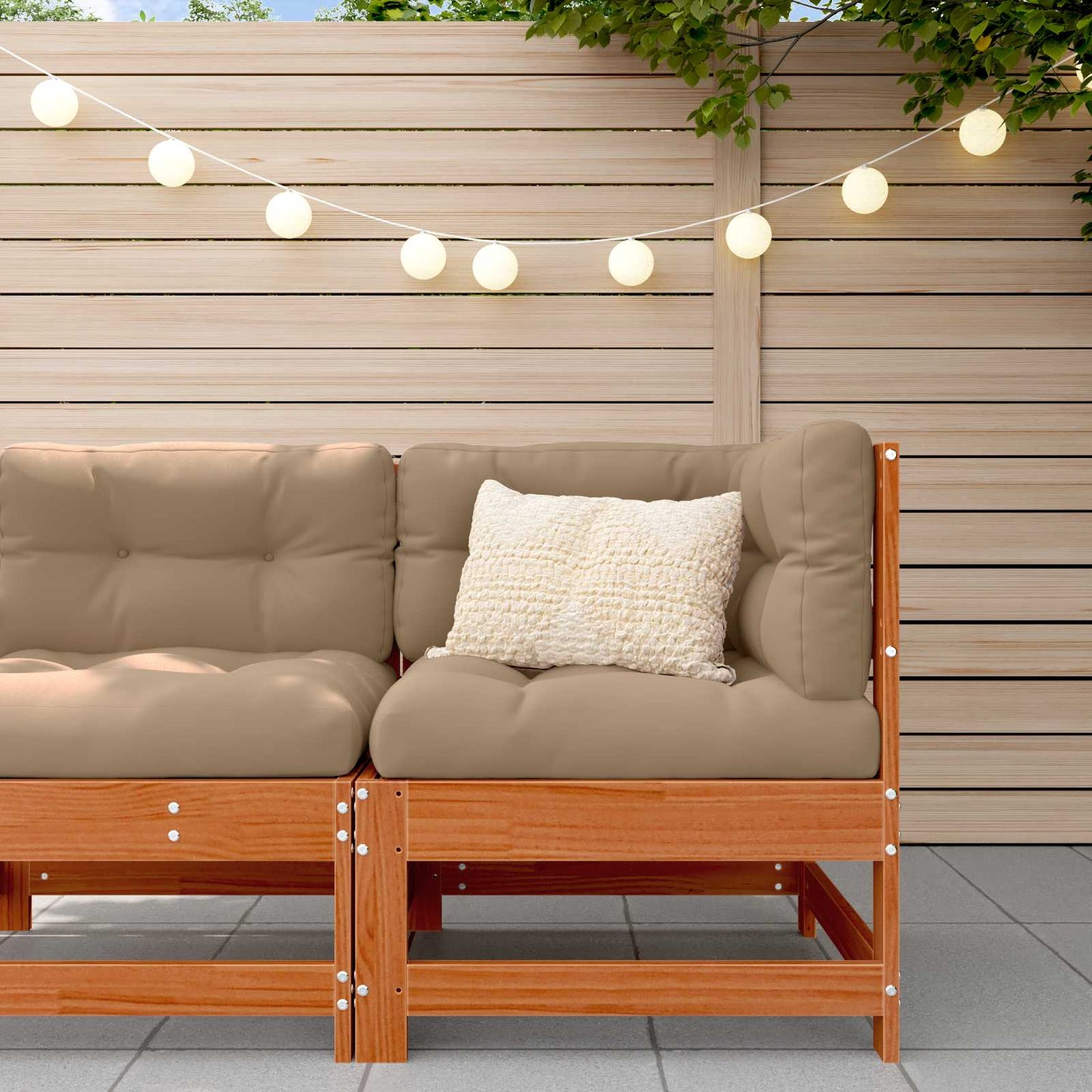 Gartenecksofa Massives Kiefernholz Wachsbraun