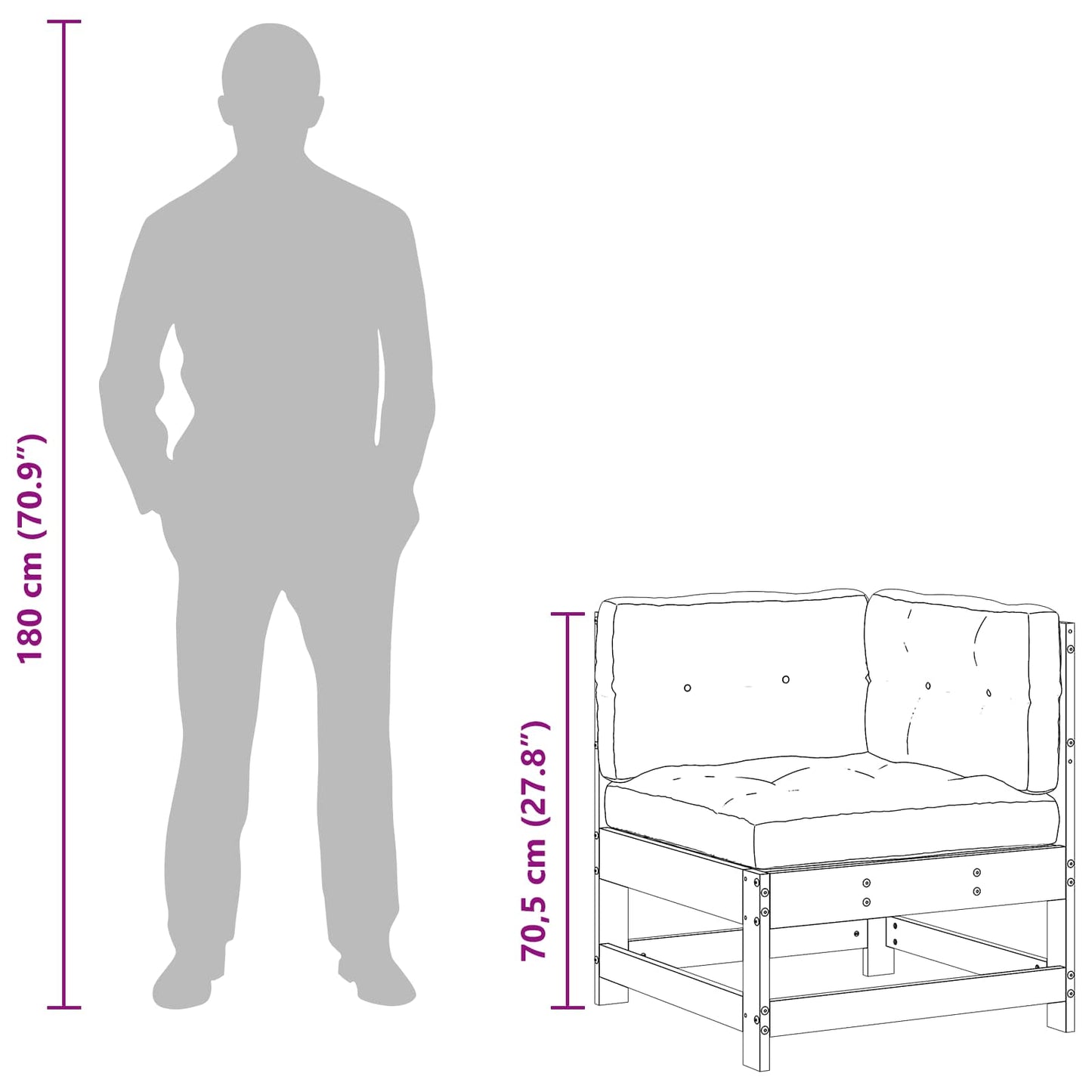Gartenecksofa Massives Kiefernholz Wachsbraun