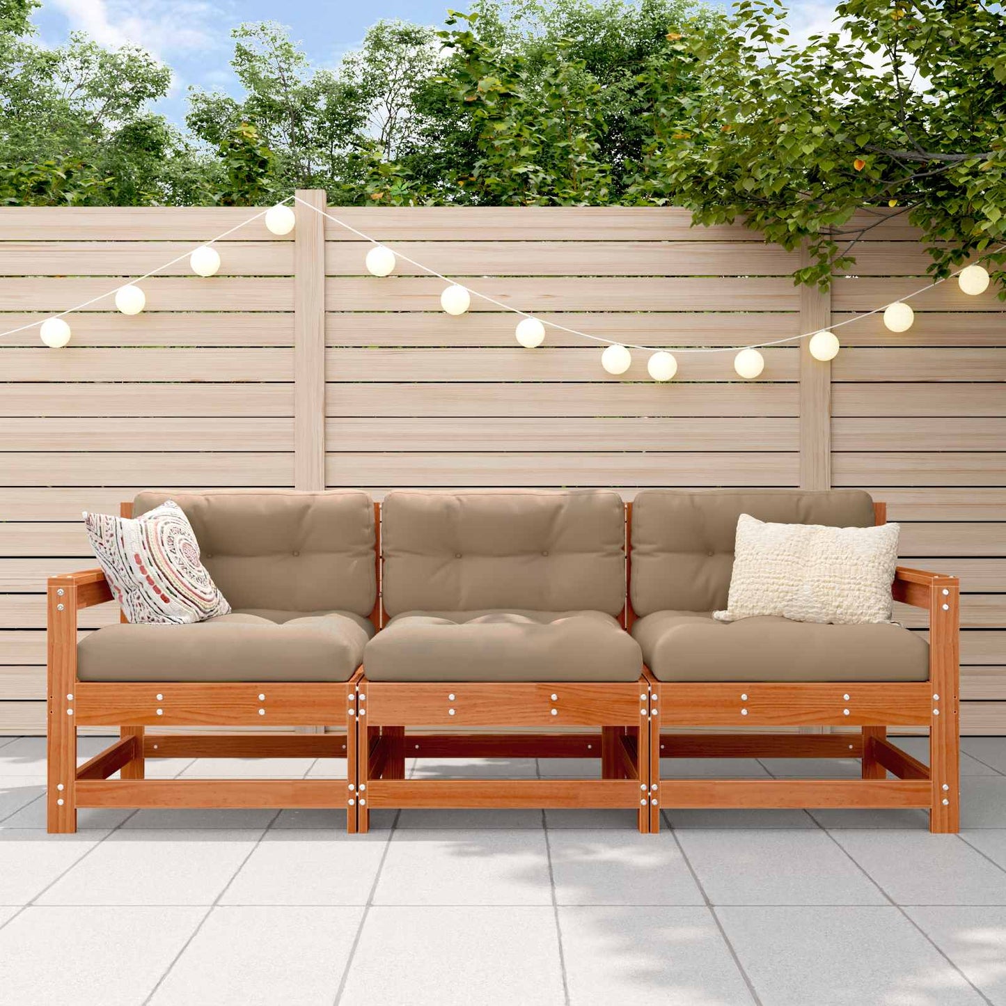 Sectional Sofa Einheiten 3 Stück Wachsbraun