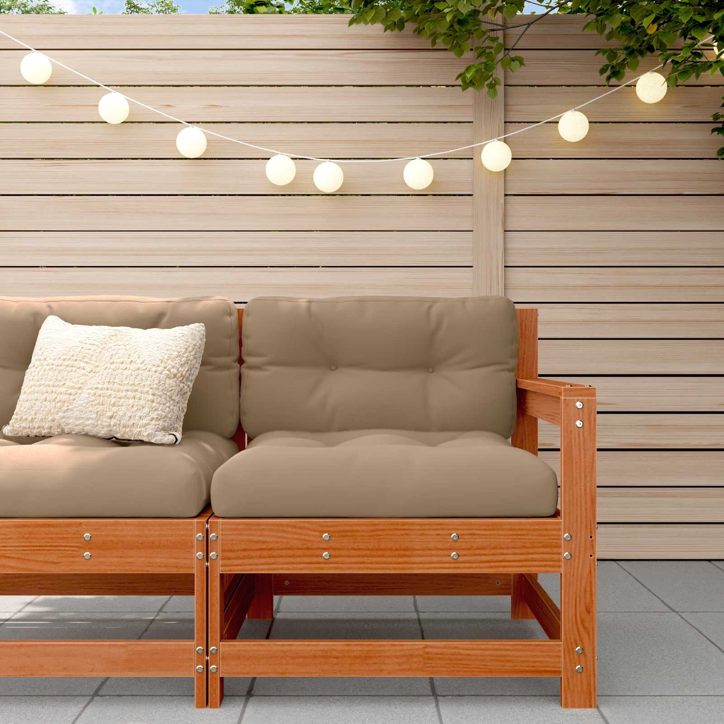 Gartenecksofa Massives Kiefernholz Wachsbraun
