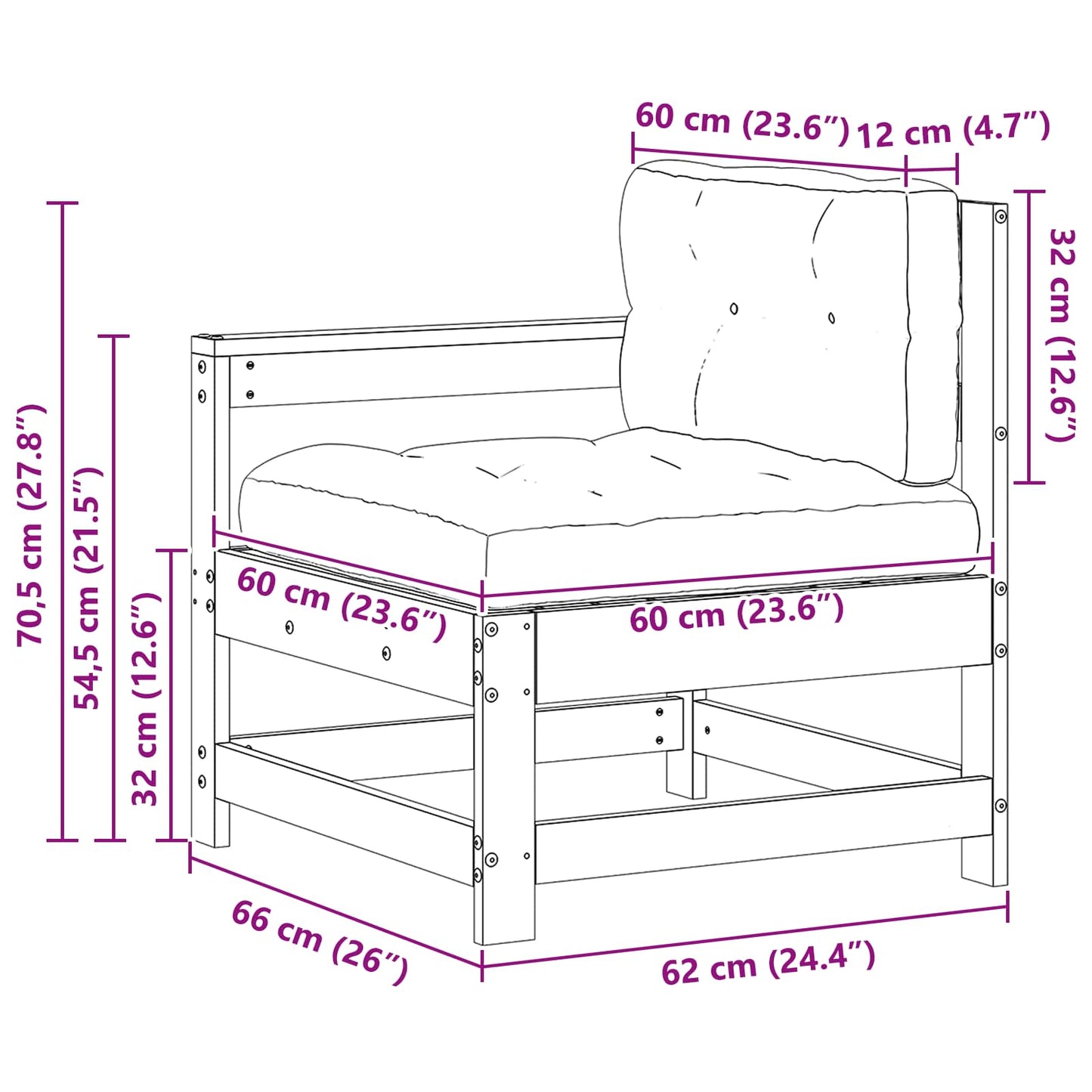 Gartenecksofa Massives Kiefernholz Wachsbraun