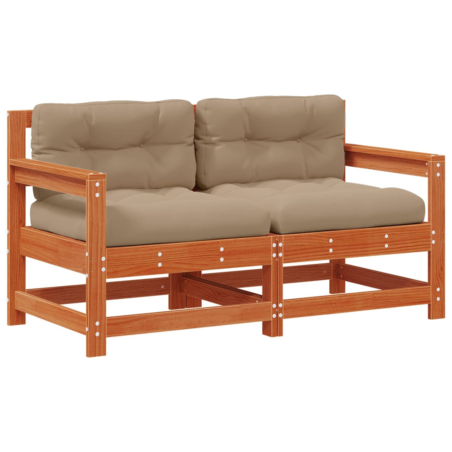 2 Stück Gartenecksofa Massives Kiefernholz Wachsbraun
