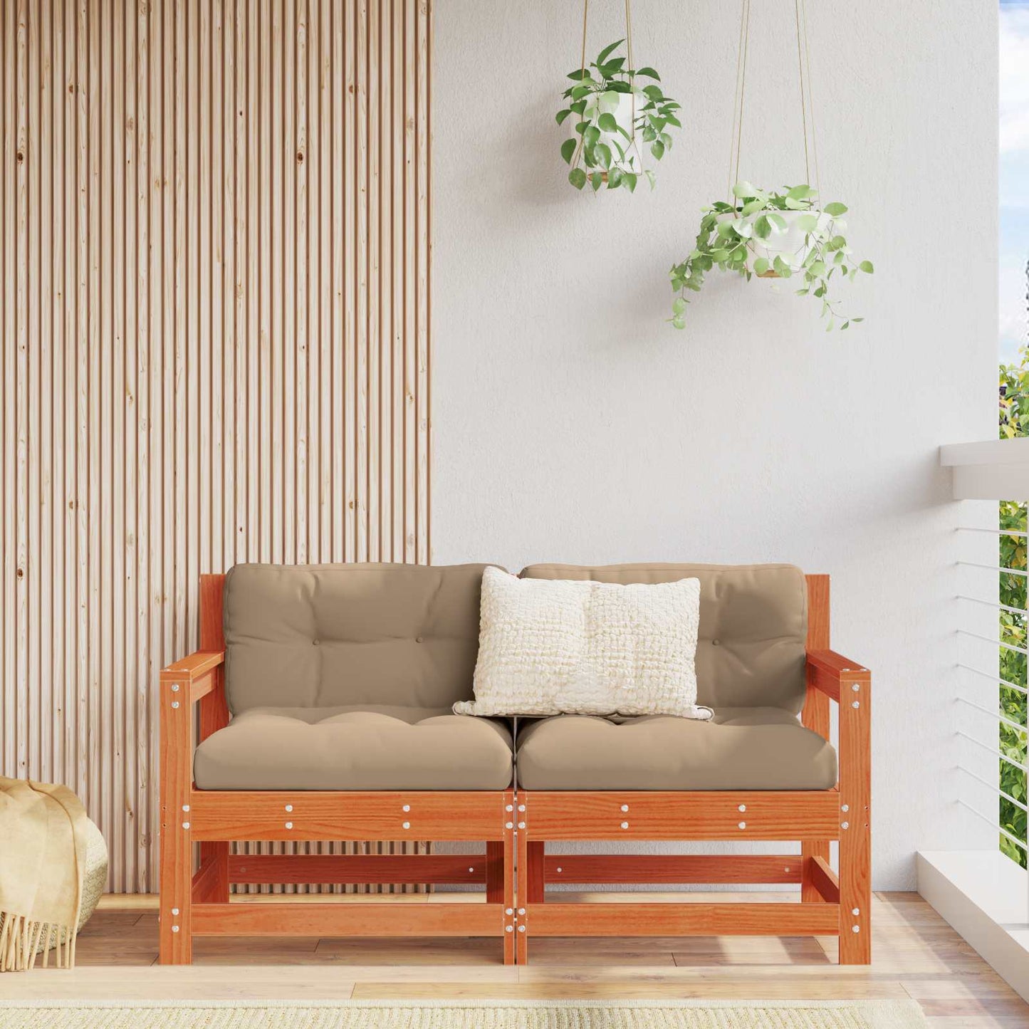 Gartenecksofa Massives Kiefernholz Wachsbraun