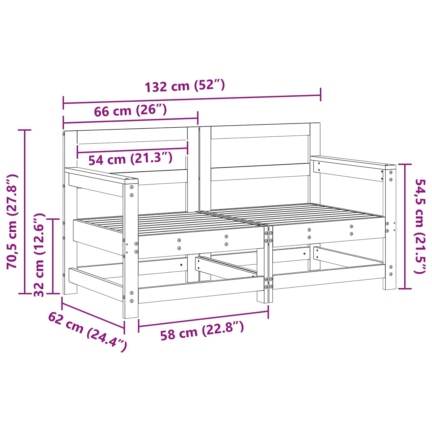Gartenecksofa Massives Kiefernholz Wachsbraun