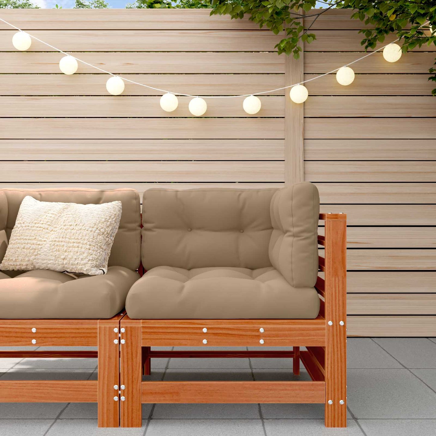 Gartenecksofa Massives Kiefernholz Wachsbraun