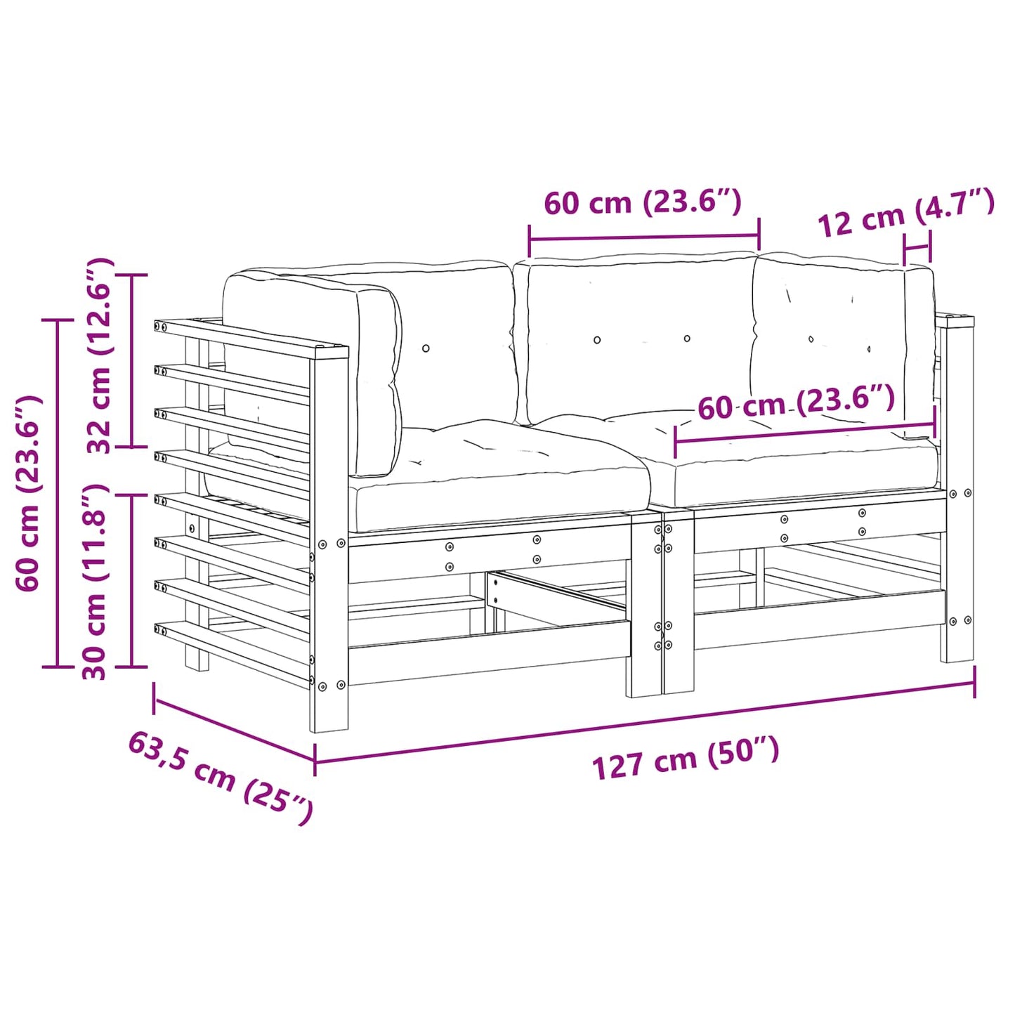 Gartenecksofa Massives Kiefernholz Wachsbraun