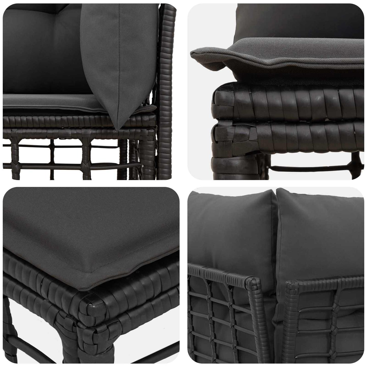 Outdoor-Lounge 2 pcs Schwarz und Dunkelgrau Poly-Rattan