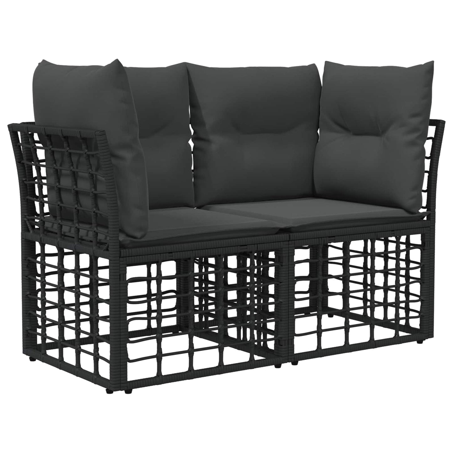 Outdoor-Lounge 2 pcs Schwarz und Dunkelgrau Poly-Rattan
