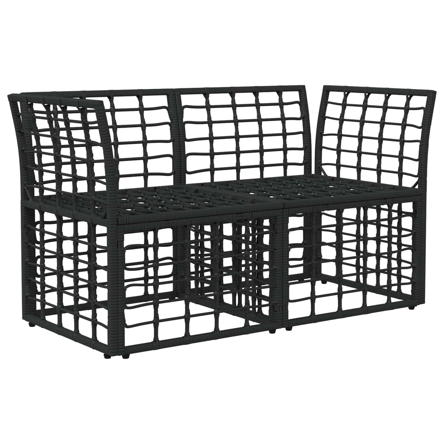 Outdoor-Lounge 2 pcs Schwarz und Dunkelgrau Poly-Rattan