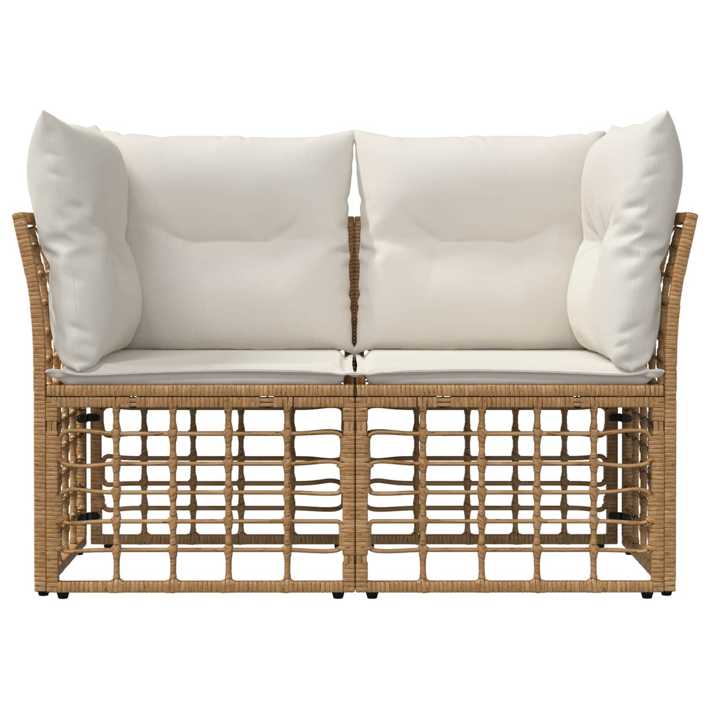Outdoor-Lounge 2 pcs Natürlich und Cremweiß Poly-Rattan