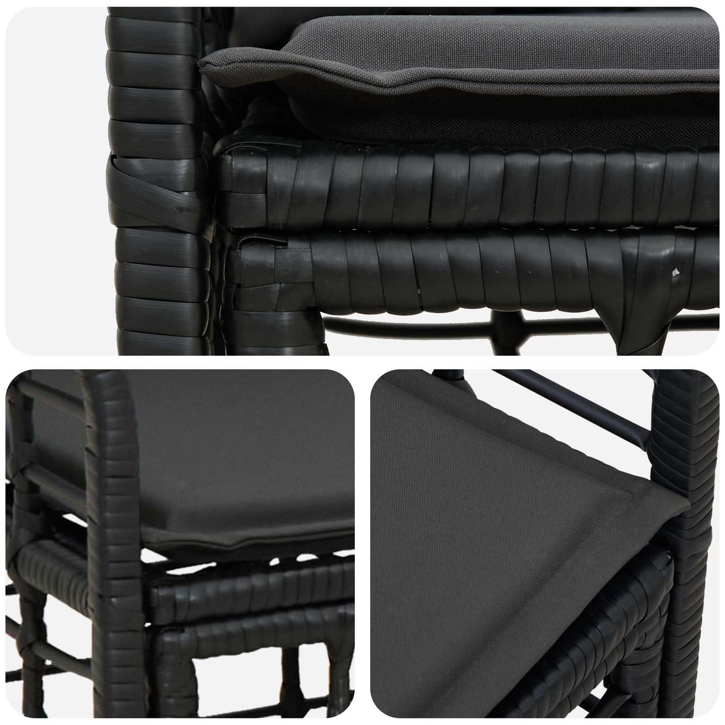 Outdoor-Lounge 2 pcs Schwarz und Dunkelgrau Poly-Rattan