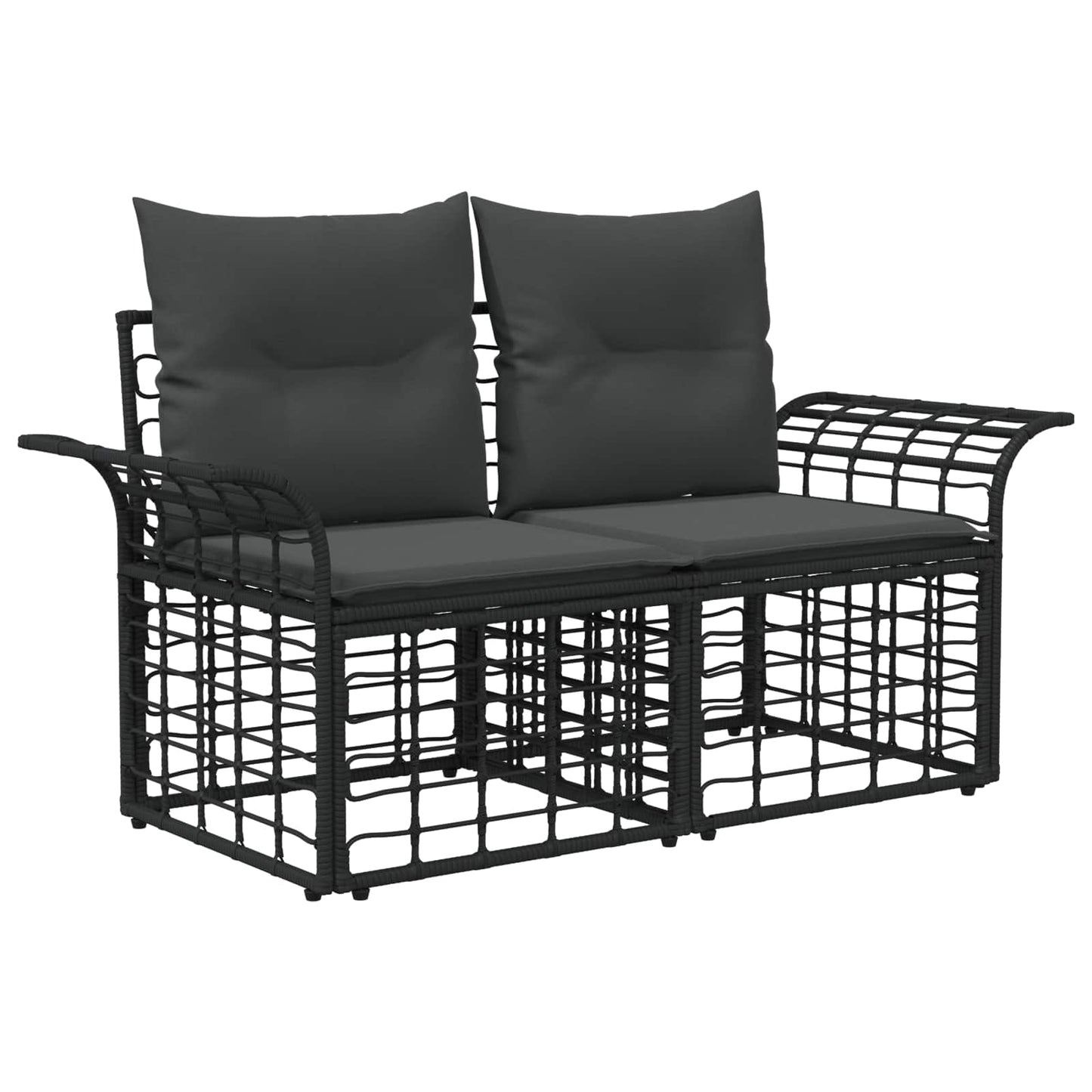 Outdoor-Lounge 2 pcs Schwarz und Dunkelgrau Poly-Rattan