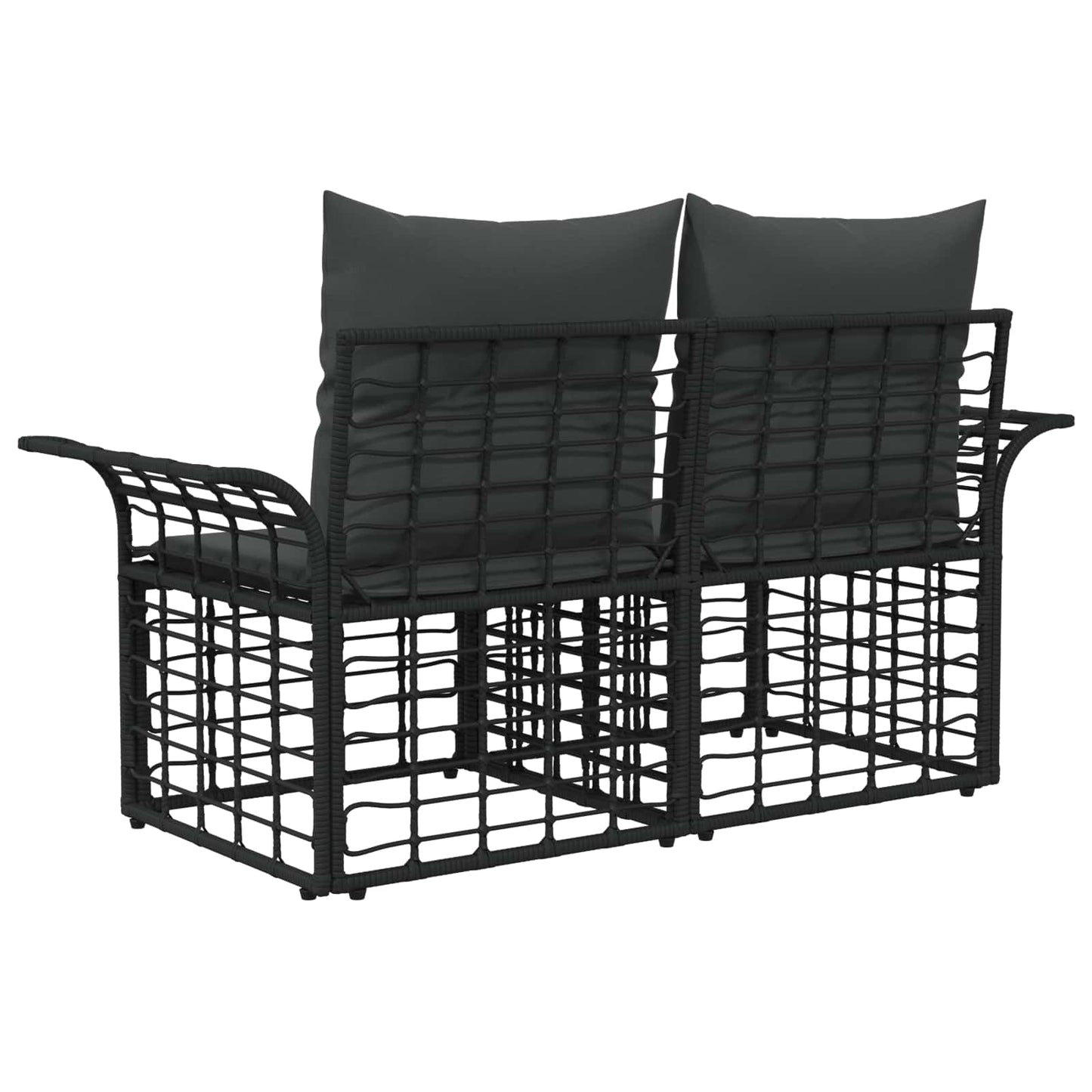 Outdoor-Lounge 2 pcs Schwarz und Dunkelgrau Poly-Rattan