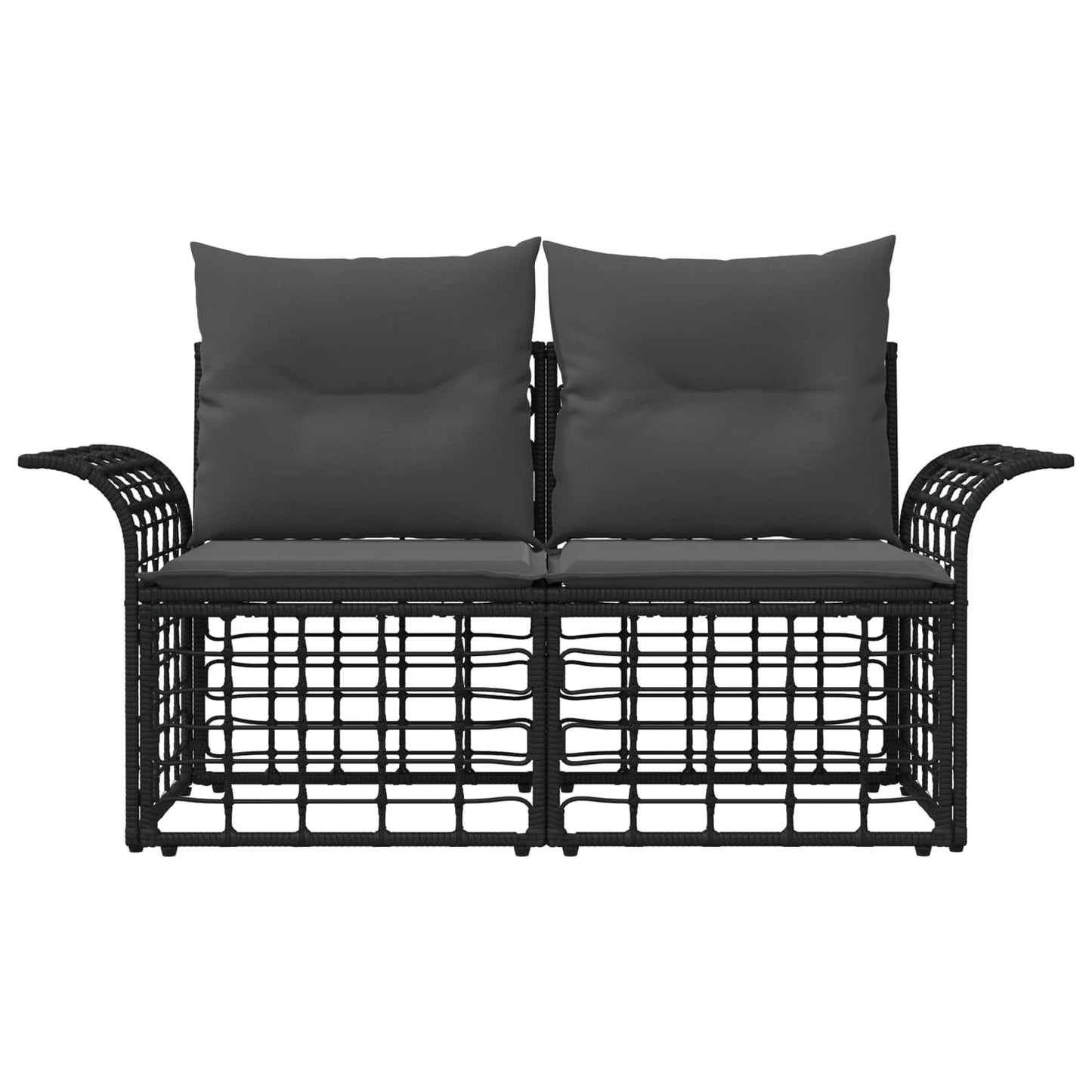 Outdoor-Lounge 2 pcs Schwarz und Dunkelgrau Poly-Rattan
