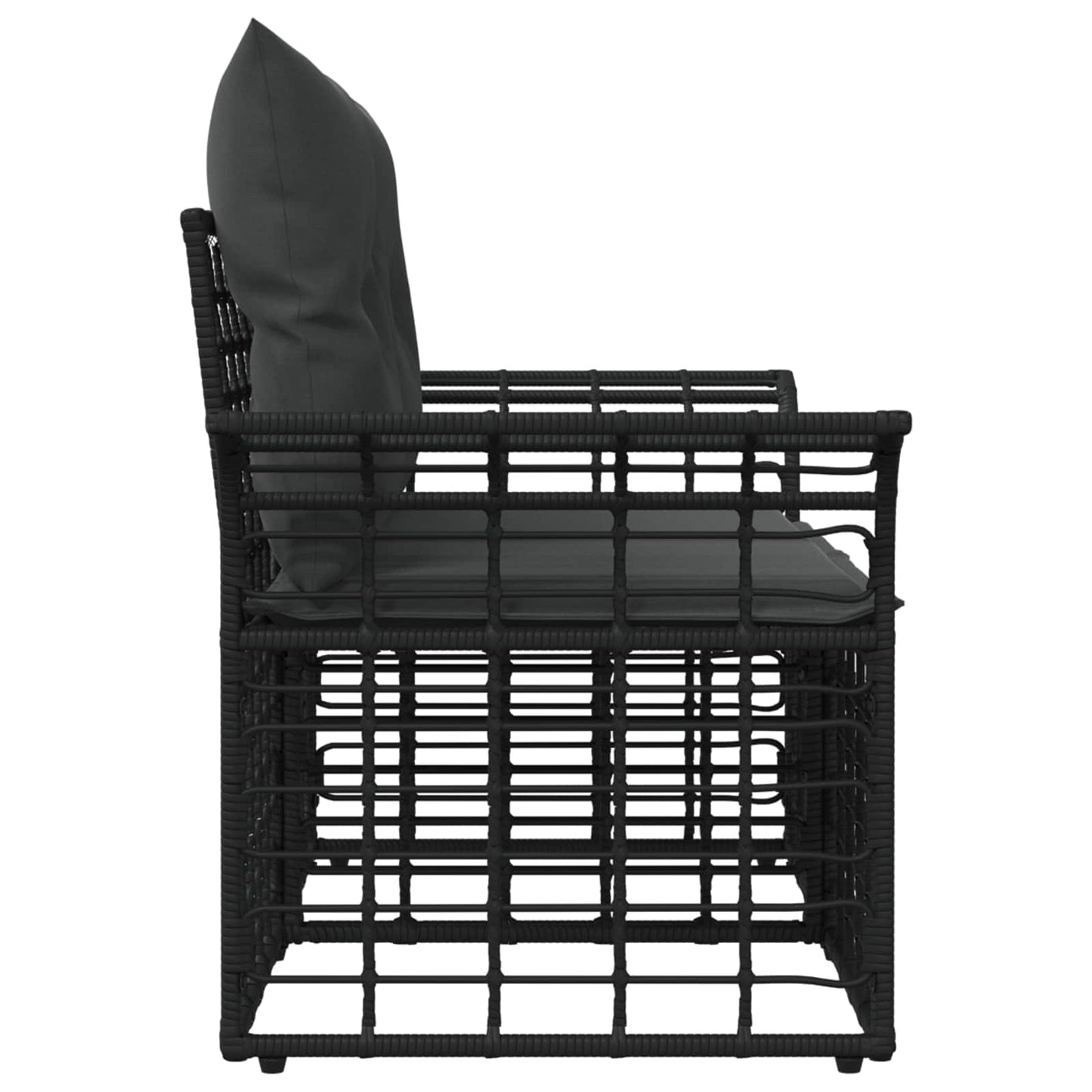Outdoor-Lounge 2 pcs Schwarz und Dunkelgrau Poly-Rattan