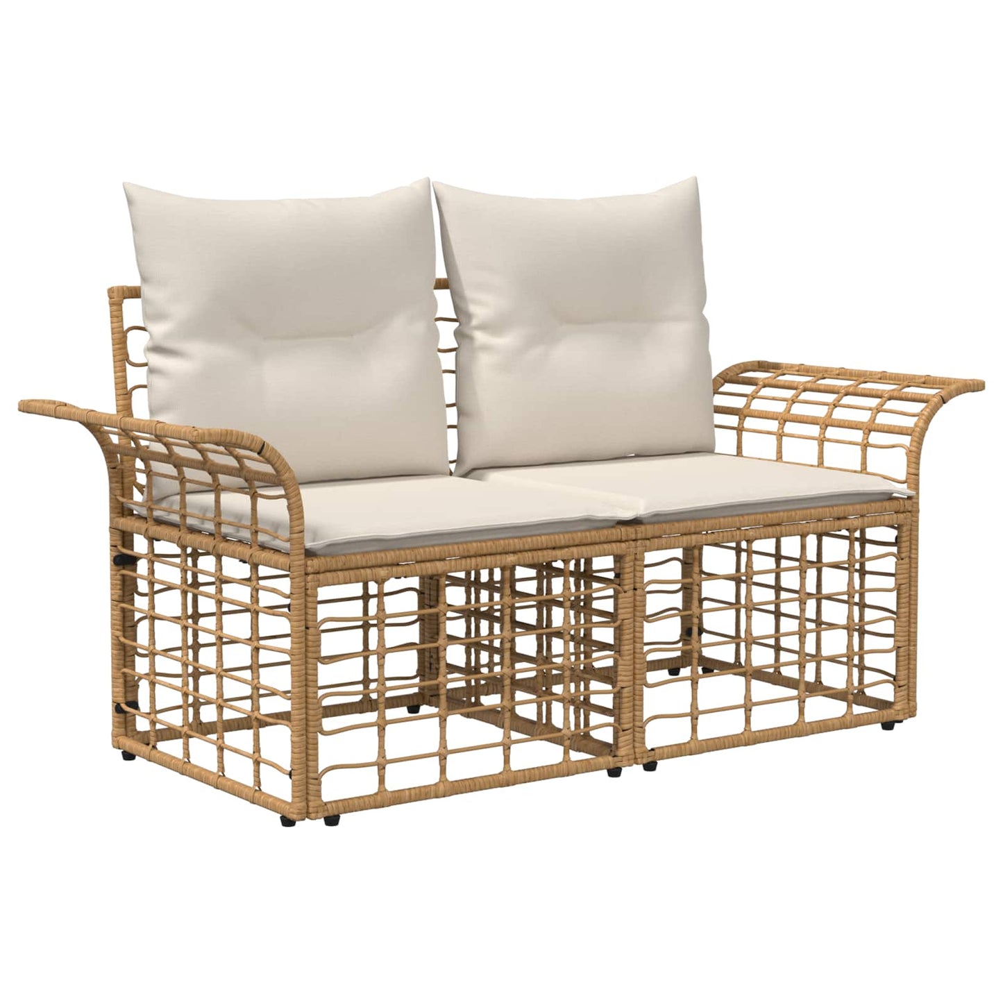 Outdoor-Lounge 2 pcs Natürlich und Cremweiß Poly-Rattan