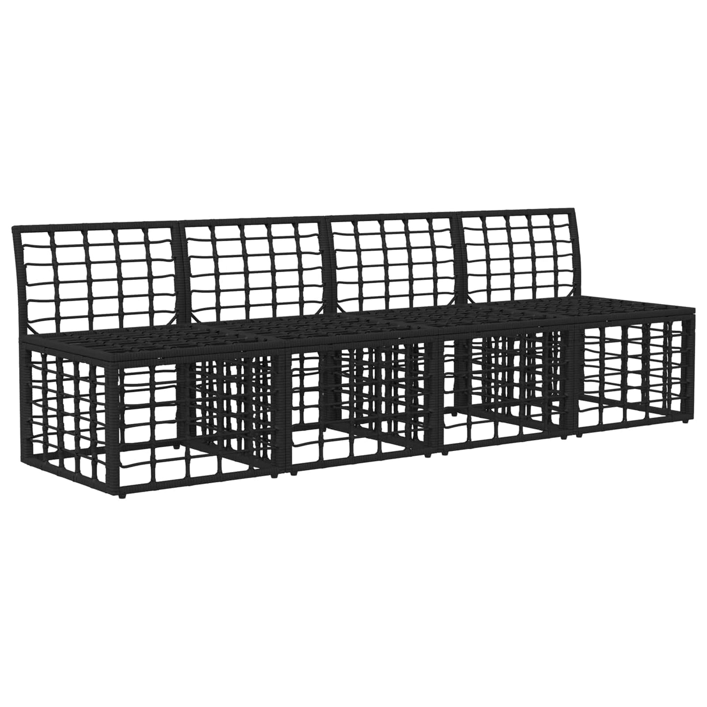 4-Sitzer Garten-Sofa ohne Armlehnen 4 pcs 4-Sitzanzahl Schwarz