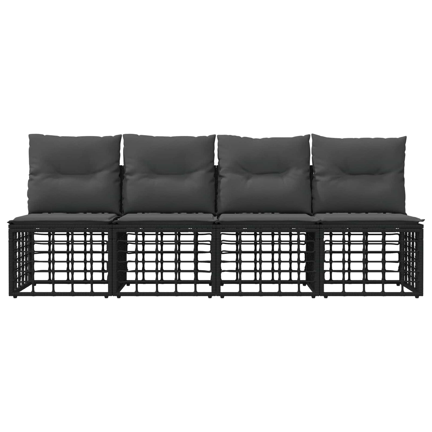 4-Sitzer Garten-Sofa ohne Armlehnen 4 pcs 4-Sitzanzahl Schwarz