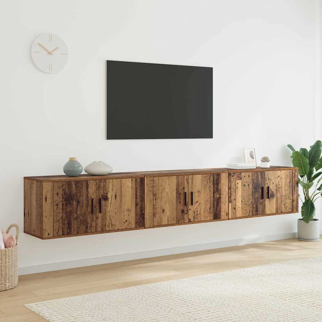 Wand-TV-Schrank Set 3 pcs Altholz 80 x 34,5 x 40 cm